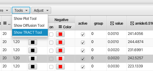 Tract Tool menu